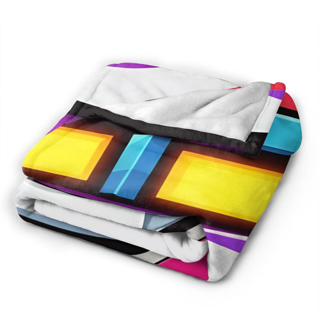 Geometry Dash Gaming Game Plush Blankets Warm Aesthetic Plush Bedding Throws Couch Chair Sofa Bed Flannel Bedspread Cover