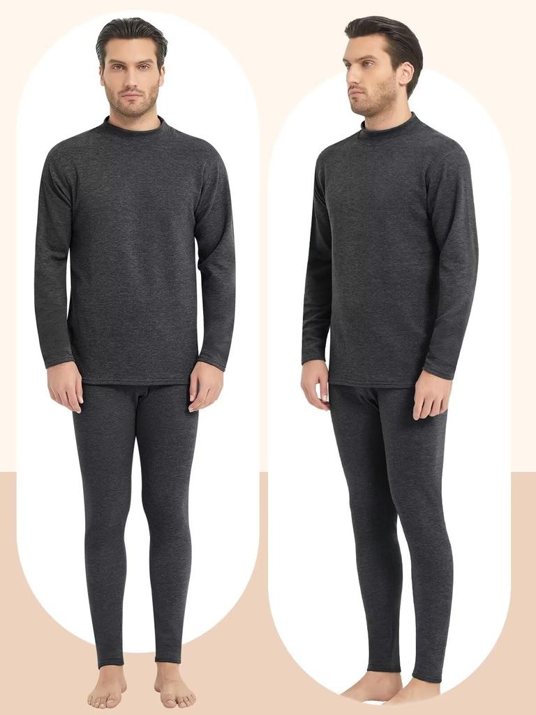 THREEGUN Warm Innerwear High Thermal Cold Weather Front Silk and Wool Size Men's Set, Neck, Fleece-Lined, Innerwear, Heattech, Protection, Opening,
