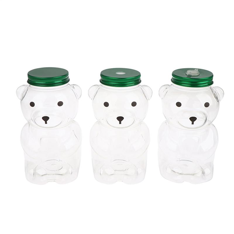 500ml Tragbare Cartoon-Bären Transparente Flaschen Klare Milchtee Kaffee Flasche Für Bubble Tea Saft Milchshake Partyzubehör