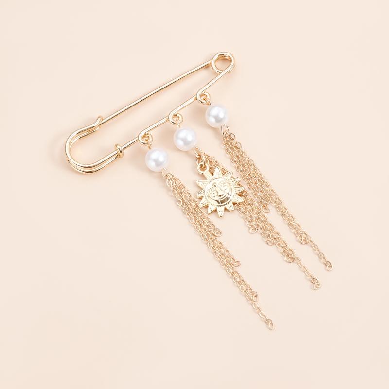 Multi-Functional Pearl Chain Tassel Brooch Anklet Pant Pin Adjustable All-Match Gothic Jewelry For Women