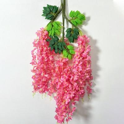 12 pièces 110cm Glycine Simulée Longues Branches Suspendues Plante Artificielle Grimpante Vigne Soie Guirlande de Fleurs Grimpantes