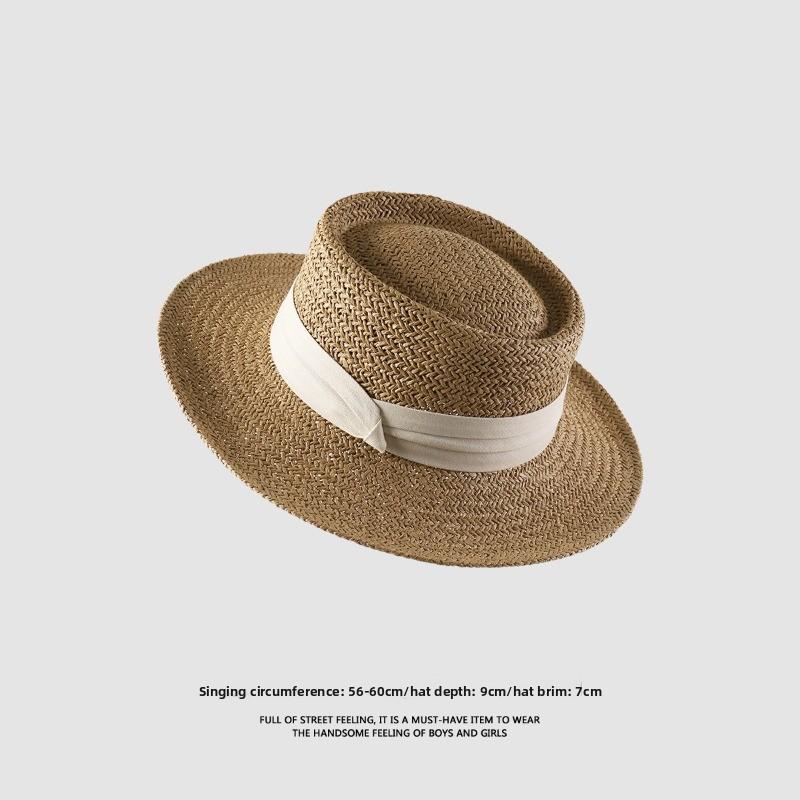 Straw Hat Women's Summer Beach Hat Sun Protection UV Protection Sun Hat Large Brim Straw Visor