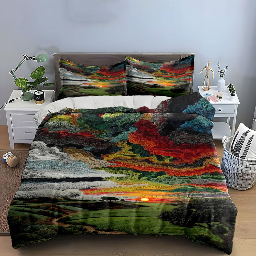 Colorful Abstract Landscape Pattern. Bedding Sets Duvet Cover Sets Duvet Covers Pillowcases(1 * Duvet Cover 2 * Pillowcases, Without Duvet Insert)