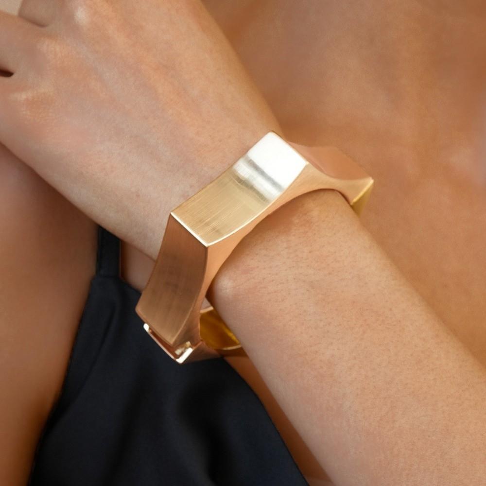 Hexagon Cuff Bangles Zinc Zinc Alloy Metal Exaggerated Bracelet Temperament Wide Open Bangle  Gift