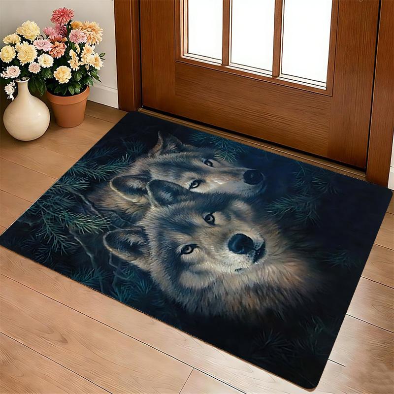 Wolf Pair Living Room Nonslip Area Rug Soft Carpet For Bedroom Game Playroom Sofa Office Home Decor Doormat Christmas Gift C9261402