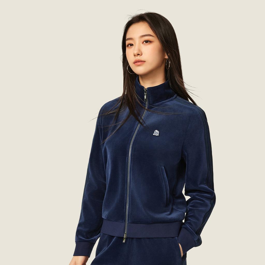 Li Ning Sports Lifestyle Serie Amerikanischer Retro Lässiger Modischer Vielseitiger Samt Strick Stehkragen Reißverschluss Sportjacke Damen Jacke AWDVC24-1