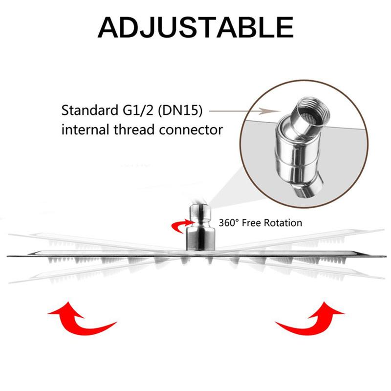 POIQIHY Ultrathin Golden Shower Head 16" Stainless Steel Rainfall Shower Faucet Head Bathroom Black Large Flow Showerhead Faucet