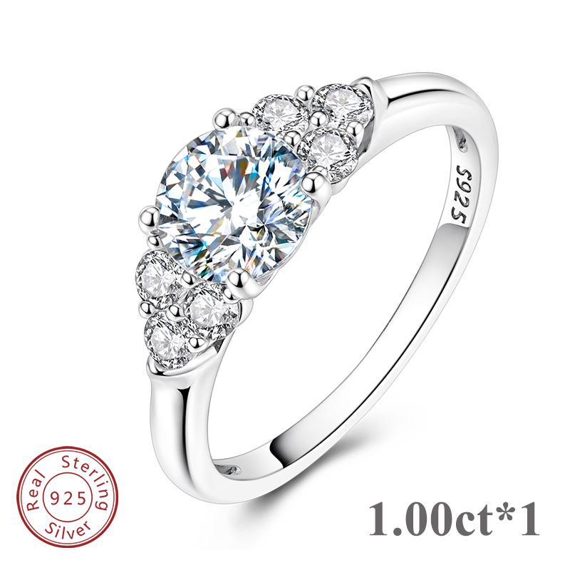 

1CT 65mm Gemstone Moissanite Rings for Women copper Matching Wedding Engagement Band Sparkling Ring Jewellery Gift 6
