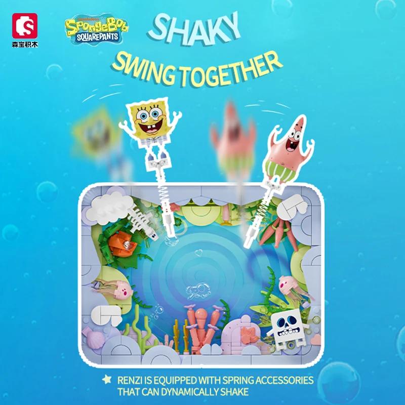SpongeBob SquarePants Building Blocks Cartoon Characters Patrick Star Po Frame Bricks Set Desktop Decoration Kids DIY Toys
