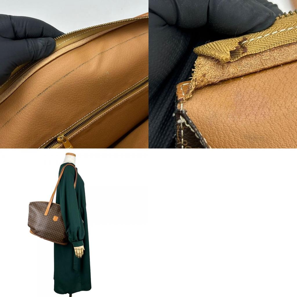 Used CELINE Tote Bag Macadam leather/PVC Brown Shoulder
