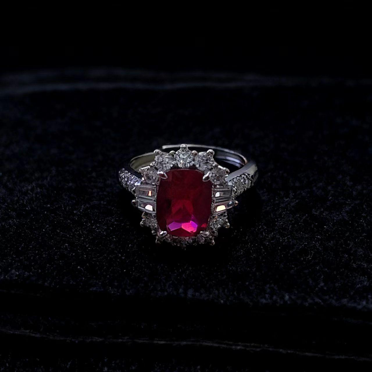 Customized Jewelry Imitation 10 * 14 Coconut Round Ruby Sapphire Ring Luxury Big Egg Ring Women open adjustable