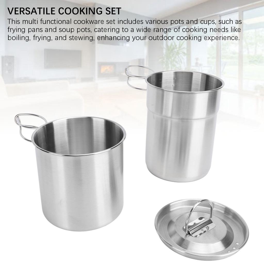 Składane Naczynia Kempingowe Stal Nierdzewna 304 Spożywcza Wielofunkcyjne Przenośne Kubki Kempingowe Kubki Garnki z Pokrywką na Zewnątrz