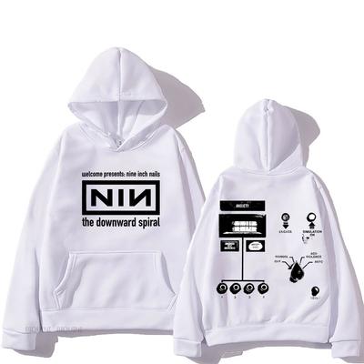 2025 Retro Kapuzen Nine Inch Nails Confirm Tour Fleece Harajuku Sweatshirt für Herbst/Winter Gothic Kleidung Punk Hoody
