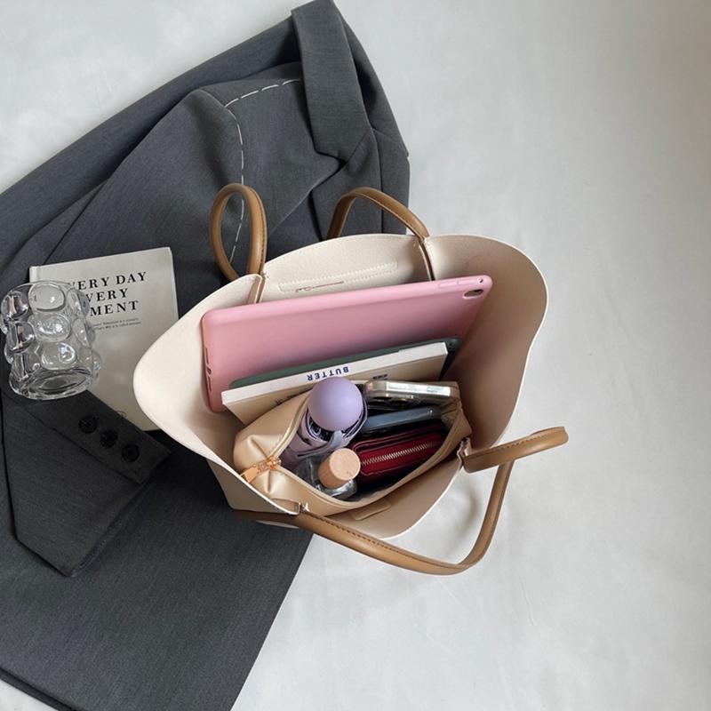 Yogodlns Designer-Edit Large Tote Bag Trendy Lock Detail Satchel, Chic Underarm Purse for Women, Minimalist Crossbody & Work Bag