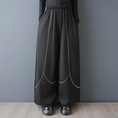 Czarne Plus rozmiar Vintage wysoki stan Luźne luźne wiosna Lato Jesień szerokie nogawki Spodnie Damskie Spodnie