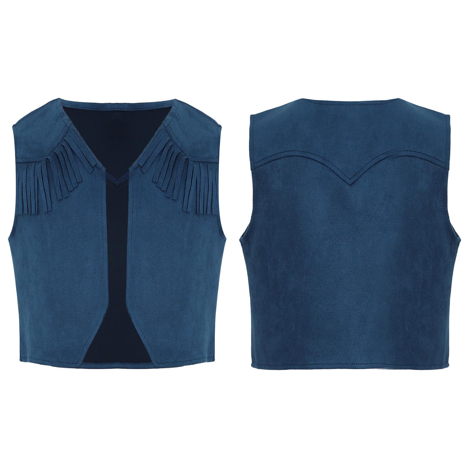 

Відкритий піджак із загостреним подолом і бахромою для хлопчиків у ковбойському стилі для карнавалу 13-14 Years темно-синього кольору