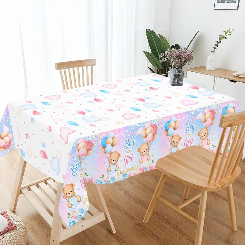 Gender Reveal Party Plastic Tablecloth Boy or Girl Baby Shower Decor Newborn Table Cover He Or She Gender Reveal Party Supplies