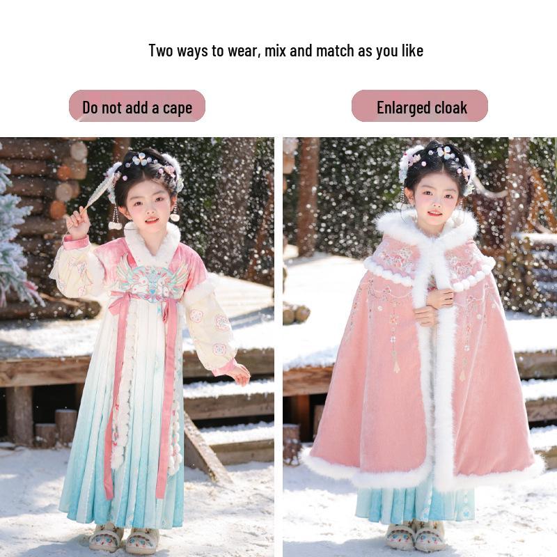 “2026 Girls’ New Year Hanfu Tang Suit Dress – Winter Chinese Style”