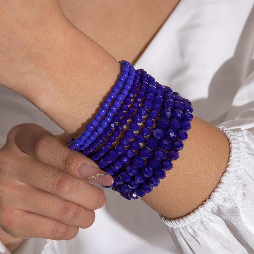 Spring/Summer New Collection Multi-Layer Beads Bracelet Set for Women Jewelry Trendy Versatile Cut Surface Beads Bracelet