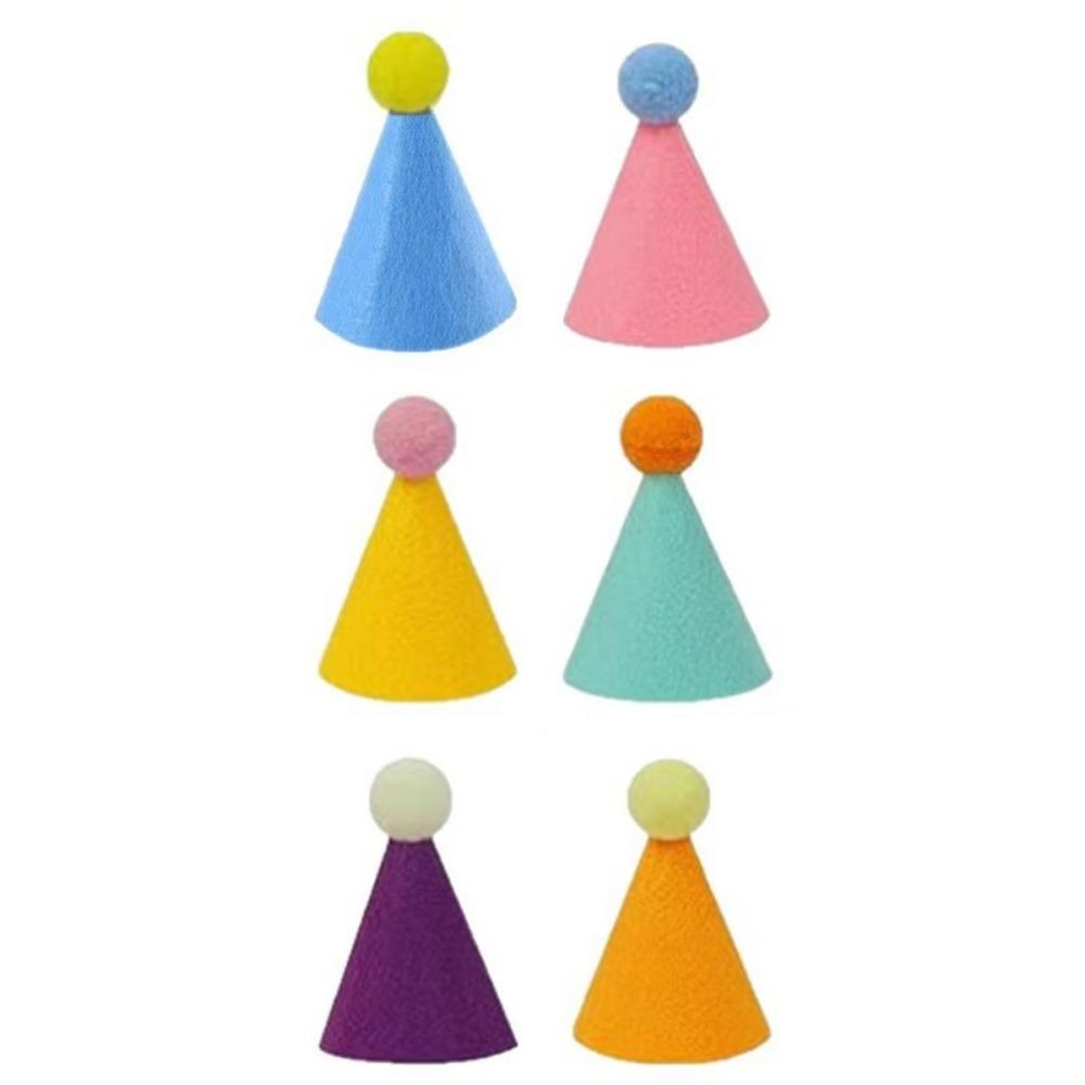 6/12/24Pcs Colorful Pet Party Hat for Stuffed Animals Dog Party Headdress Cone Birthday Hat Animal