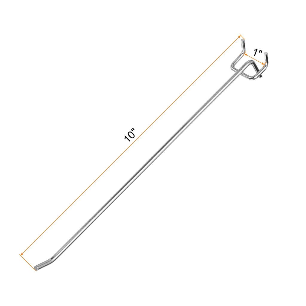 uxcell Stainless Steel Pegboard Tool Organizer Holder for and Silver 50-Pack 10-Inch Hooks, Wall-Mounted Workbench, Garage, Kitchen, Shop,