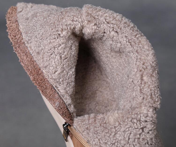 Fashion GKTINOO 2025 Winter New Genuine Leather Thick Sole Wool Warm Short Boots Women Platform Side Zipper Snow Boots Increased Height