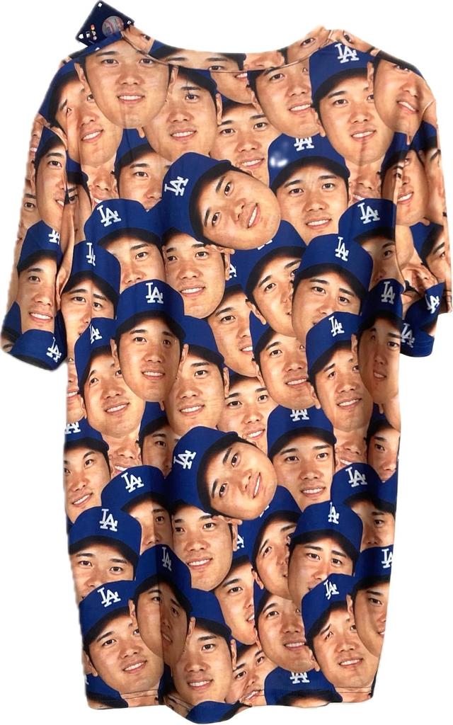 Shohei Ohtani Face Official Los Angeles Dodgers Full of Faces [MLB] [International Exclusive] T-Shirt, Merchandise, (L) [Used]