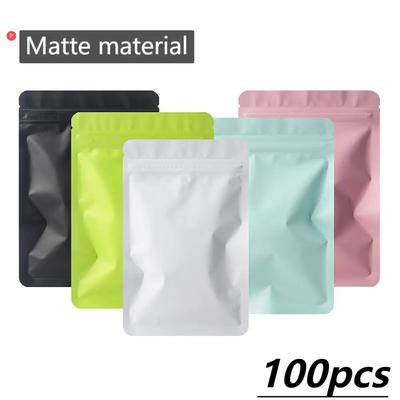 100 pezzi di sacchetti in mylar smerigliati bifacciali - stesso colore, sacchetti in alluminio con cerniera in plastica termosaldata impermeabile per conservazione e imballaggio