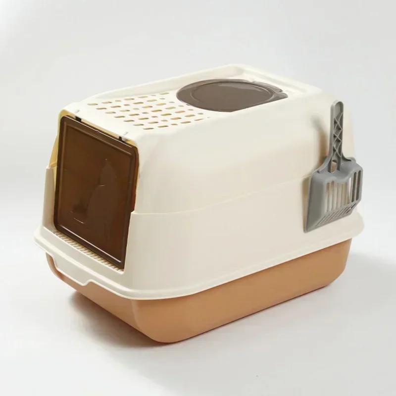 Foldable Anti-Splash Extra Large Cat Litter Box-Fully Enclosed Pet Toilet Dog Cat Bedpan with Included Litter Scoop for Easy Use