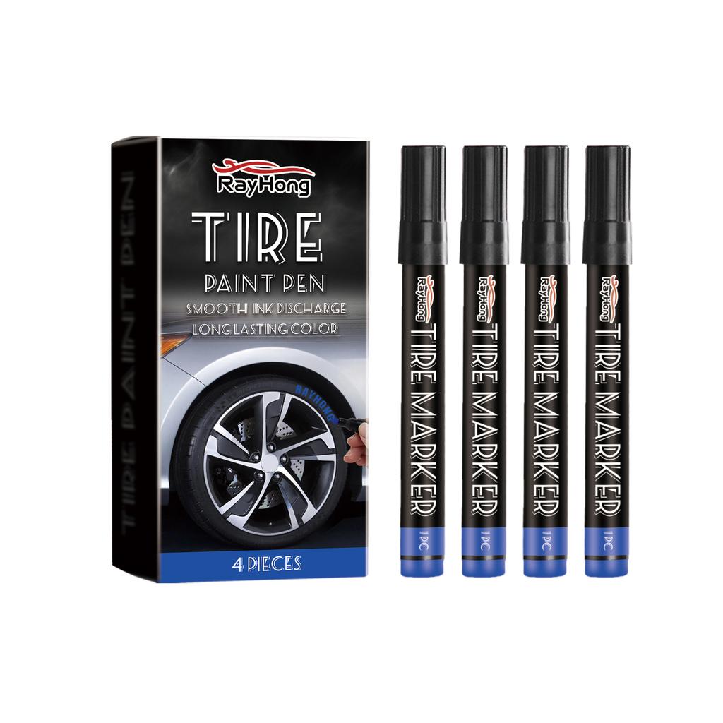 4pcs Car Tire Marker Pen Quick Dry Weather Resistant Paint Pen For Tire Lettering Creative Graffiti Design Auto Accessories