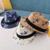 Top Hat Men's Brimmed Straw Hat Jazz Hat Summer Straw Shade Coconut Tree Printed Beach Sunscreen Hat