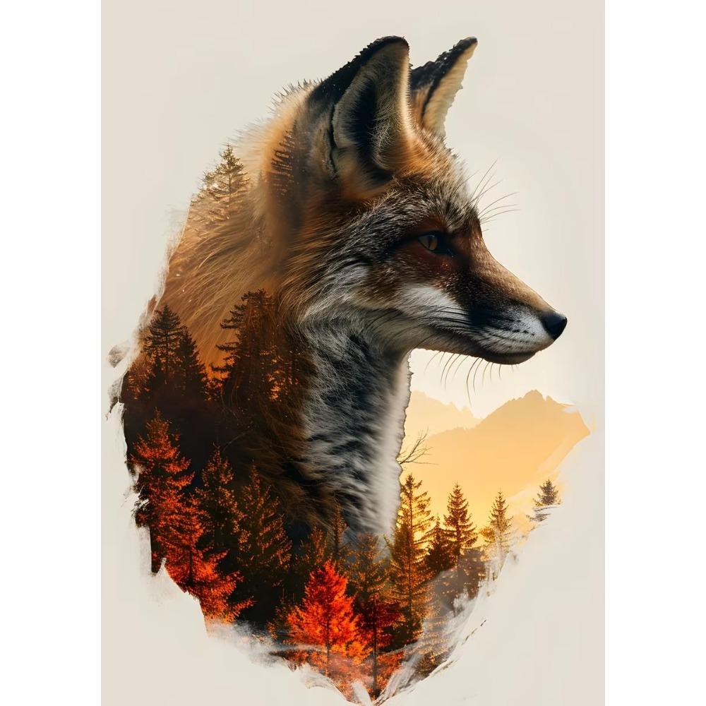 Animal and Forest Poster Eagle Wolf Tiger Lion Cat Panda Fox Tree Canvas for Living Room Home Decor Wall Art Mural