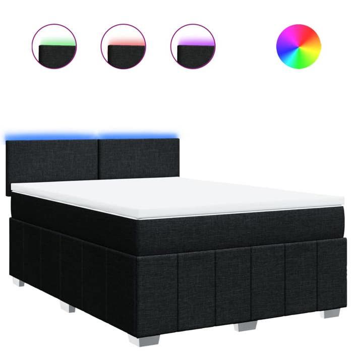 VidaXL Slat Bed Base with Mattress Black 160x200 Cm Fabric 3289414