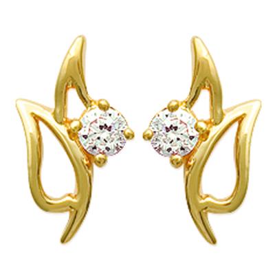 [I1378] - Gold-plated Earrings 'Câlin' Golden White - 15x9 Mm