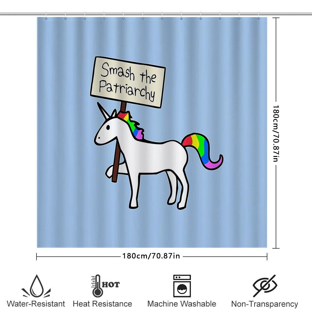 Unicorn Rainbow Shower Curtain Cute Magical Horse Bathroom Decor Washable Fabric Liner Hippie Aesthetic Room Decor Gift