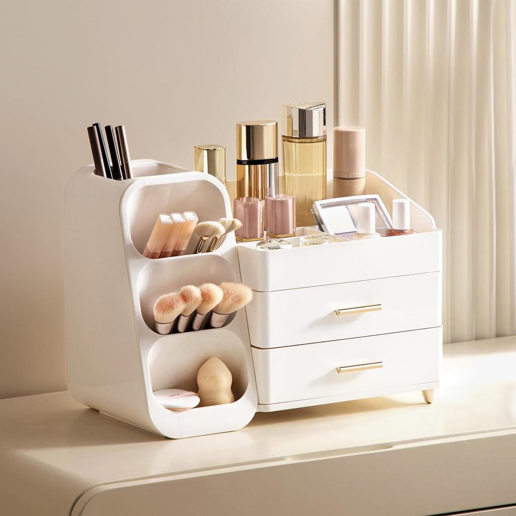 Hblife Aufbewahrung Groß Stift Kosmetik Make-up Kosmetik Leicht zu Schublade Stilvoller Schmuck Beliebte Kosmetik- und Make-up-Organizer-Box, Etui, Kapazität, Halter,