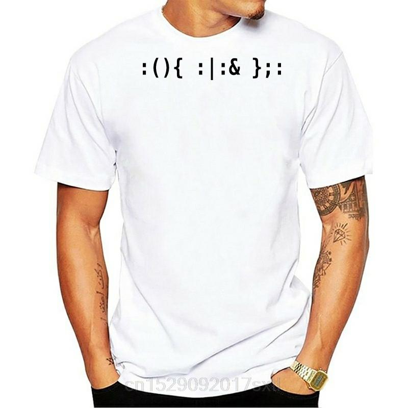 Printed Men T Shirt Tshirts Bash Fork Bomb Green Text For Computer Pirates Unix U002f Linux Men Tshirt