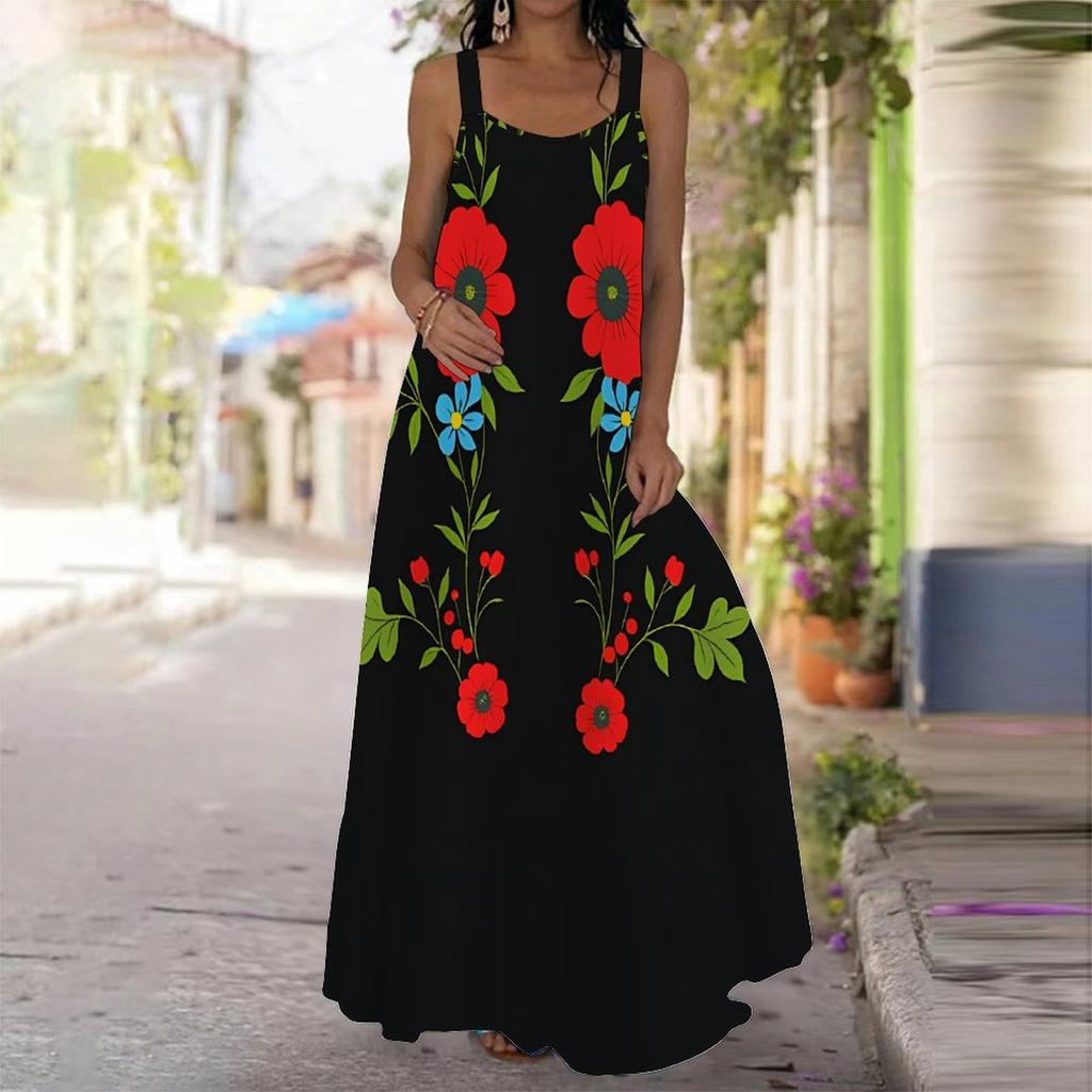 Women's Slip Dress Maxi Long Dress Tropical Flowers Print Dress Spring & Summer Leisure Vacation