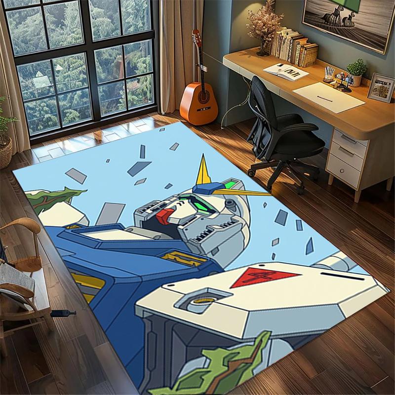 Gundam Gamer Room Rug Large Area Non Slip Washable Floor Mat Bedroom Decor