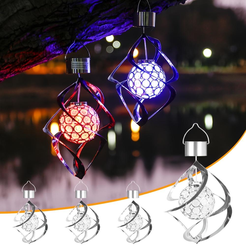 1 pz Campanella a Vento Solare a LED da Esterno Luce Pendente Gradiente RGB con Campanella a Vento Solare Argentata e Luce Decorativa a 7 Colori