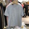 White Top Vintage Mujer Camisetas Autumn O Neck Solid Color Diamonds T-shirts Harajuku Short Sleeve  Loose Casual Tees