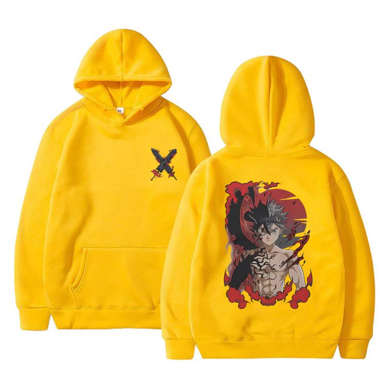 Japonské anime Black Clover Print Mikina s kapucí Manga Asta Grafika Mikiny s dlouhým rukávem Unisex Dámská Móda Ležérní mikina oversized