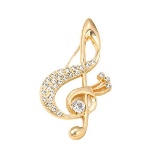 

Women Brooch Sparkling Rhinestone Inlaid Musical Note Shape Anti-Exposure Buckle Suits Shirts Sweaters Bags Pin Outfit Accessory золотистый