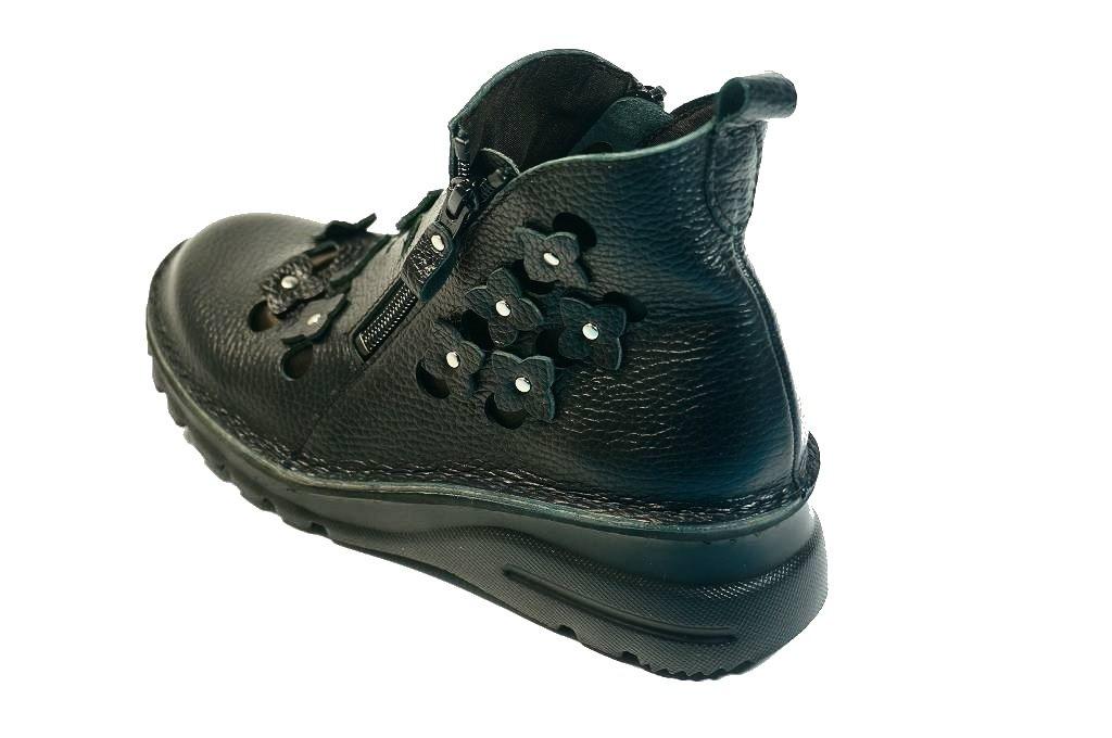 Spring Short Made In Zippered Genuine Leather [Yuriko Matsumoto] Boots, Boots, Japan, Corsage, Flower, Double-sided Boots, (black,