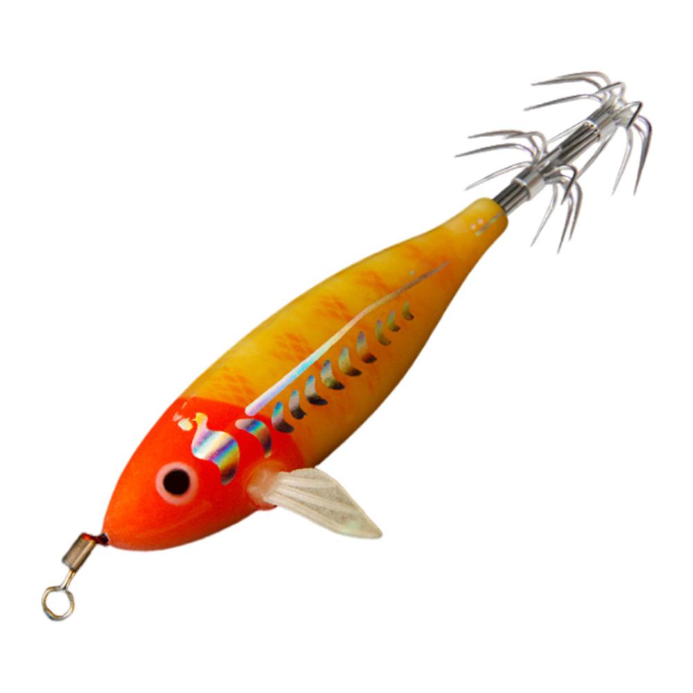 Luminous Octopus Lures Horizontal Wood Shrimp Cuttlefish Hard Bait 75mm 5.5g Artificial Bait for Cuttlefish Sea Fishing