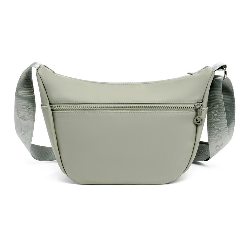 Lightweight Nylon Half Moon Sling Bag with Dual Zipper Pockets Casual Crossbody Waist Pack for Daily Travel