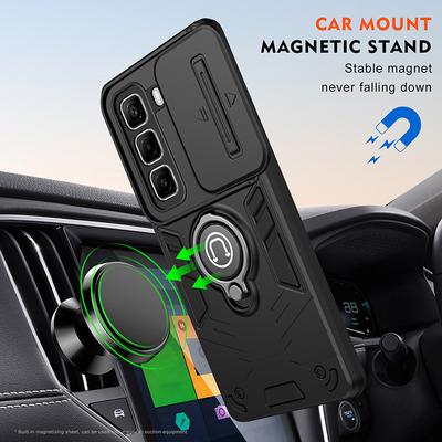 Anti-Knock Armor Car Magnetic Phone Case For Infinix Hot 40i Hot 50 Pro Plus HOT 50i Slide Camera Lens Protector Cover