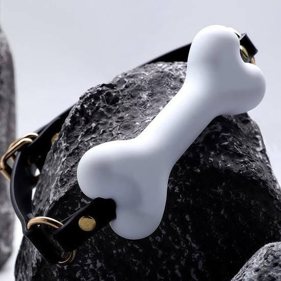 Adjustable Silicone Gag Bondage Mouth Gag, Dog Bone Breathable Ball with Strap Face Shape for Couples, Adult BDSM Role Play Toy And Couple Games
