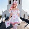 Women's Carnival Japanese Anime Nurse Lolita Dress Set for Women, Sexy Sweet Cute Style (Dress+Apron+Hair Accessory)