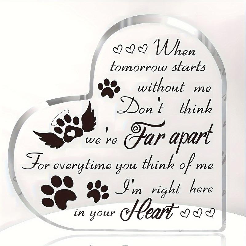 2D Flat Heart-Shaped Acrylic Pet Memorial Desktop Decoration, Home Decor Plaque Hanging Wall Art Decorative Garden Decoration for Room Door Signs Hang